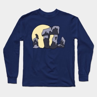 Full moon and standing stones Long Sleeve T-Shirt